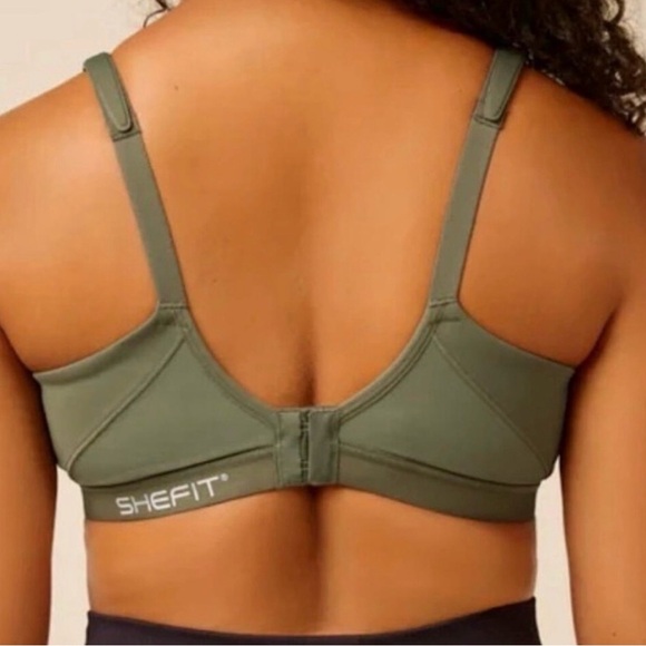 SHEFIT Plunge Sports Bra Olive Green 3Luxe NWT - Picture 2 of 8